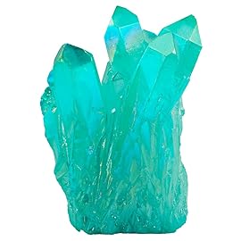 Rockcloud Healing Crystal Natural Titanium Coated Lake Blue Rock Quartz Cluster Geode Druzy Home Decoration Gemstone Specimen