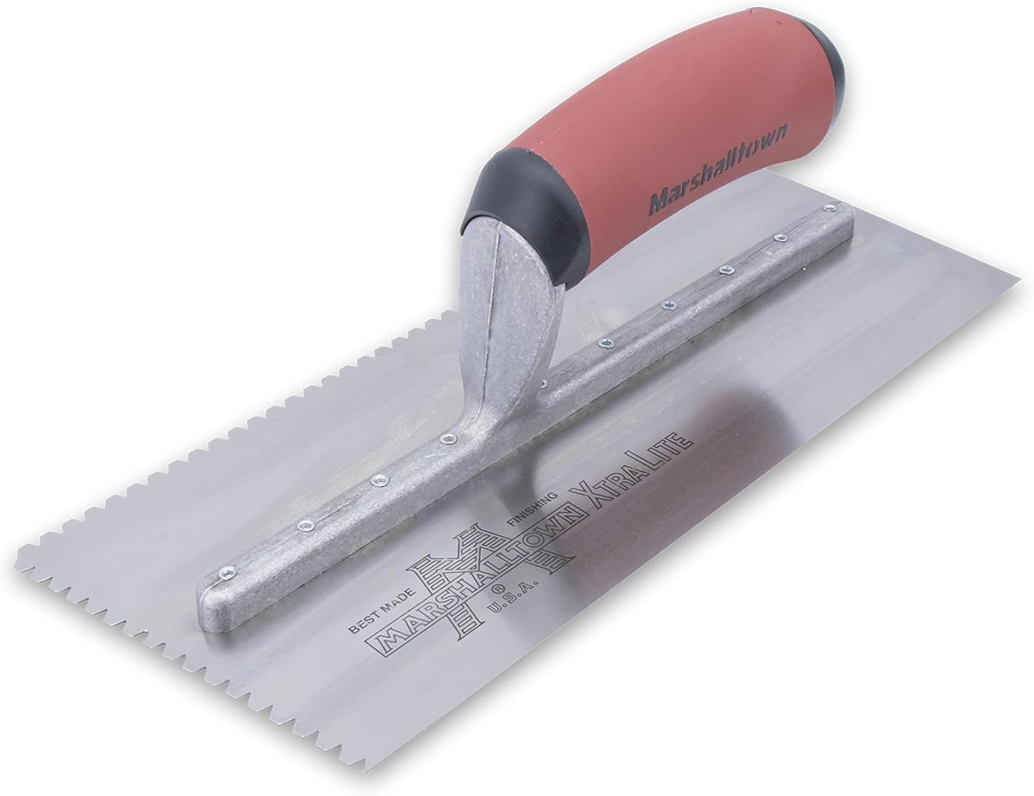 MARSHALLTOWN Cut-Back Notched Trowels, Right-Handed, Flat-V Notch Shape, 1.5mm X-Notch Size, 1.5mm Y-Notch Size, 1.5mm Z-Notch Size, Made In The USA, 662SD
