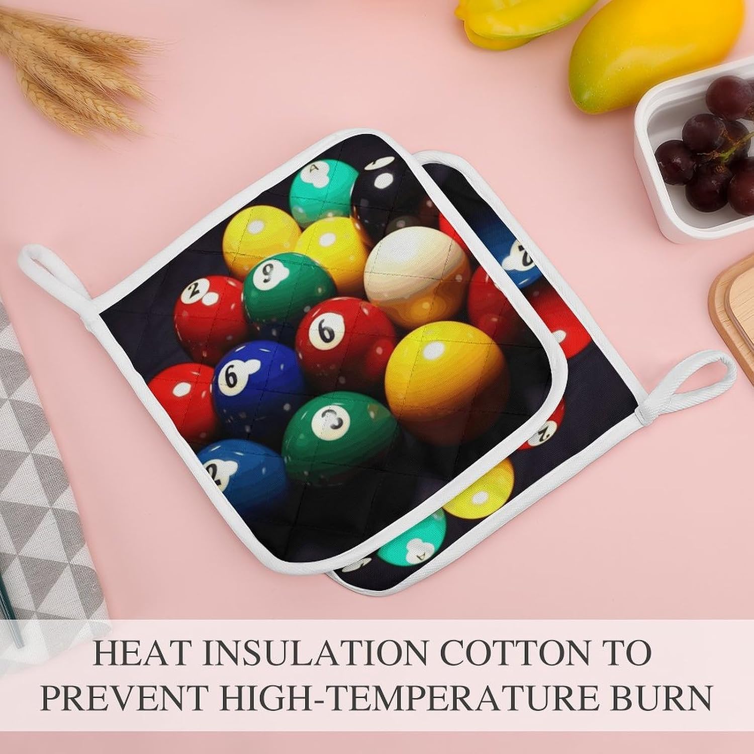 Color Billiards Polyester Heat Resistant Pot Pad Non Slip Anti Scald Hot Dish Mat Reusable Table Protector for Kitchen Hot Pot Mat Wear Resistant Heat Proof Table Pad for Countertop Dining Room