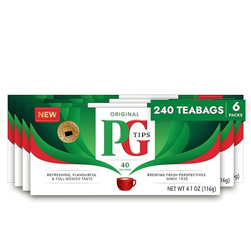 Pg Tips Té negro prémium para una bebida clásica con cafeína bolsas de té negro pirámide 40 unidades paquete de 6