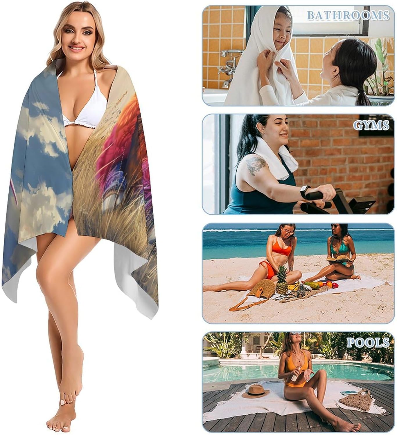 American Buffalo Bath Towel Beach Towels Quick Dry Oversized Bath Blanket Highly Absorbent Towel for Women Men 160x80cm