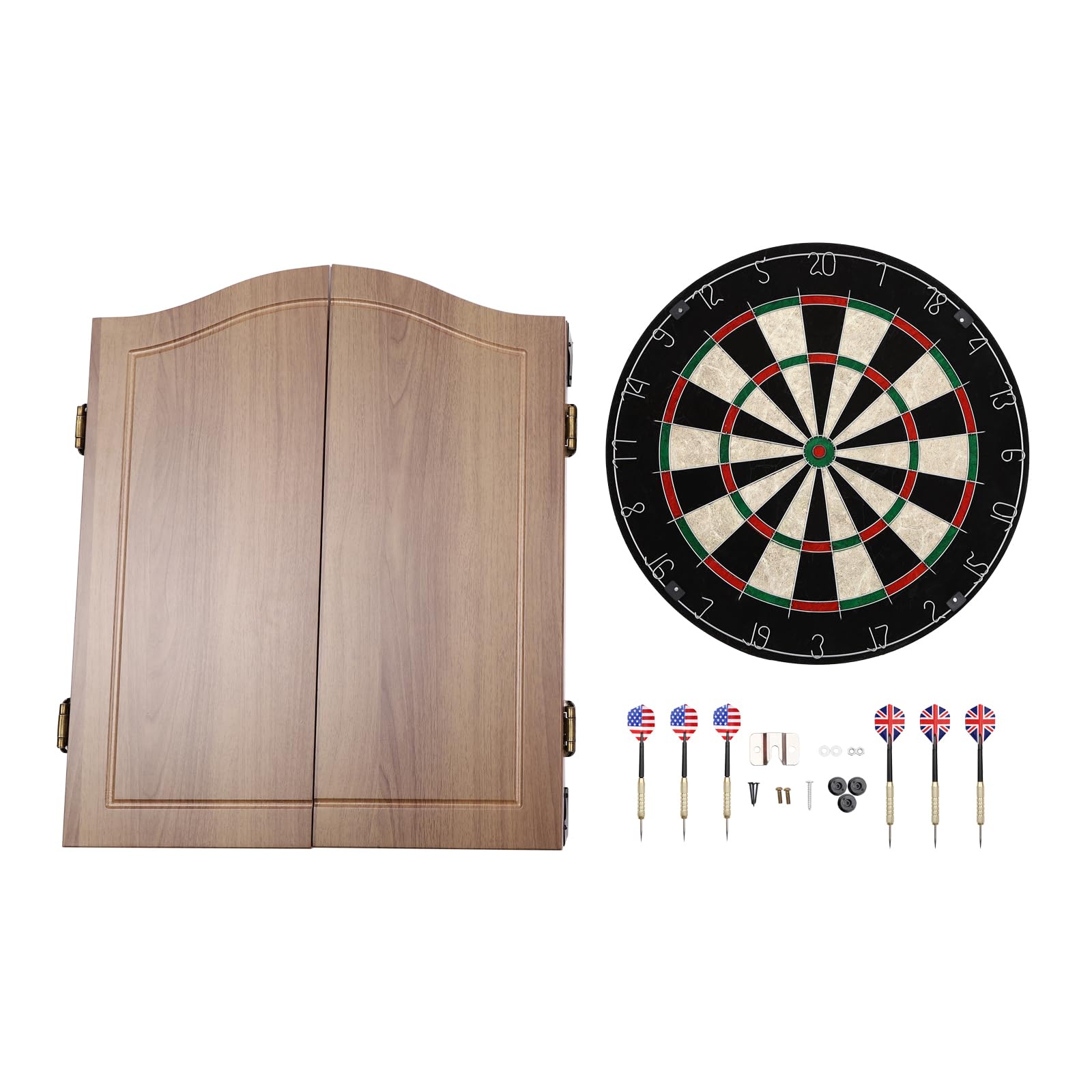 TENNIEX Wall-Mounted Wooden Bristle Dartboard and Solid Cabinet, Premium Bristle Dartboard Set with Practical Scoreboard