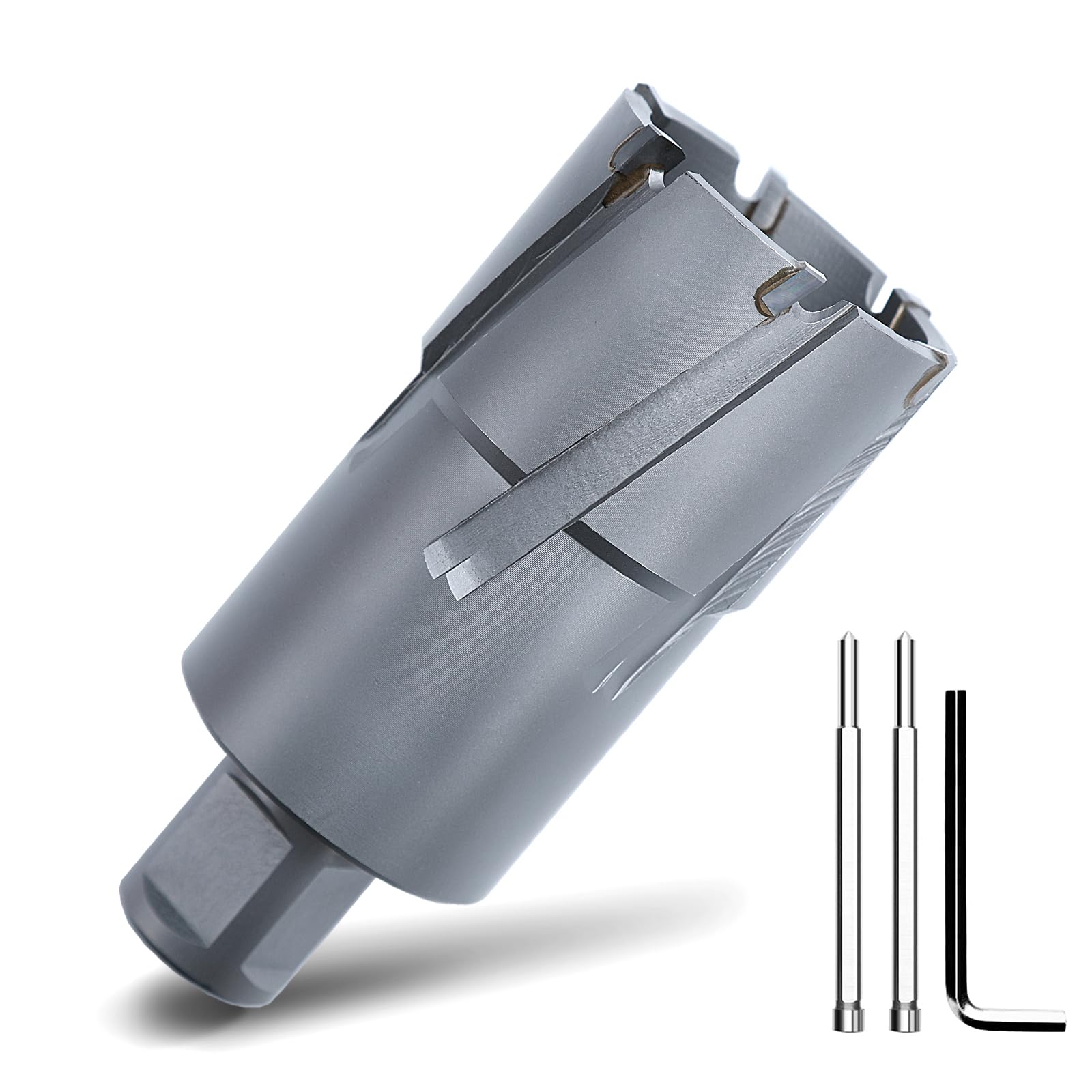 GRIXLEN 1-5/16" x 2" Annular Cutter with Weldon Shank,Carbide Tip Annular Drill Bit for Stainless Steel, Iron (2" Depth, 1-5/16" Diameter)