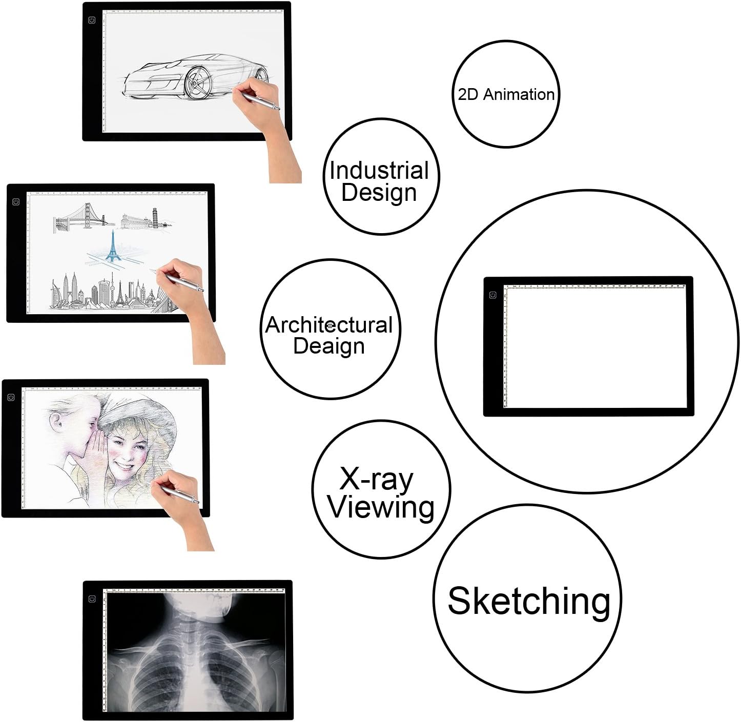 Happycamping Tracing Light Box, A4 LED Artcraft Tracing Light Pad Light Box for Artists,Drawing, Sketching, Animation, 9.4x14 Inch Light Pad (A4)