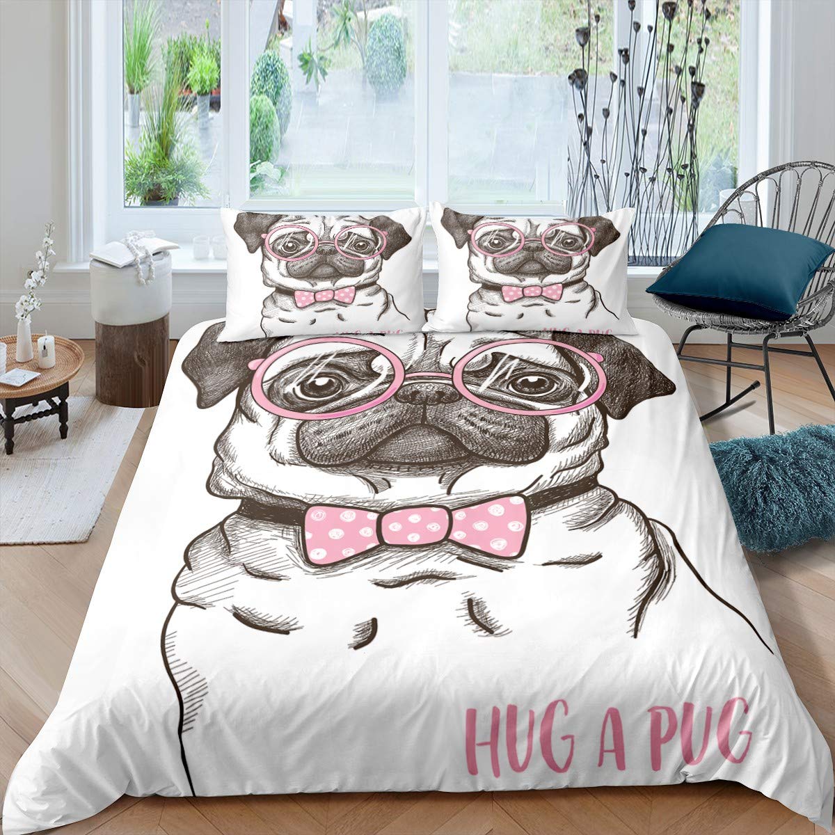 Parure de lit motif chien carlin pour apporter de la tendresse dans la literie de vos enfants