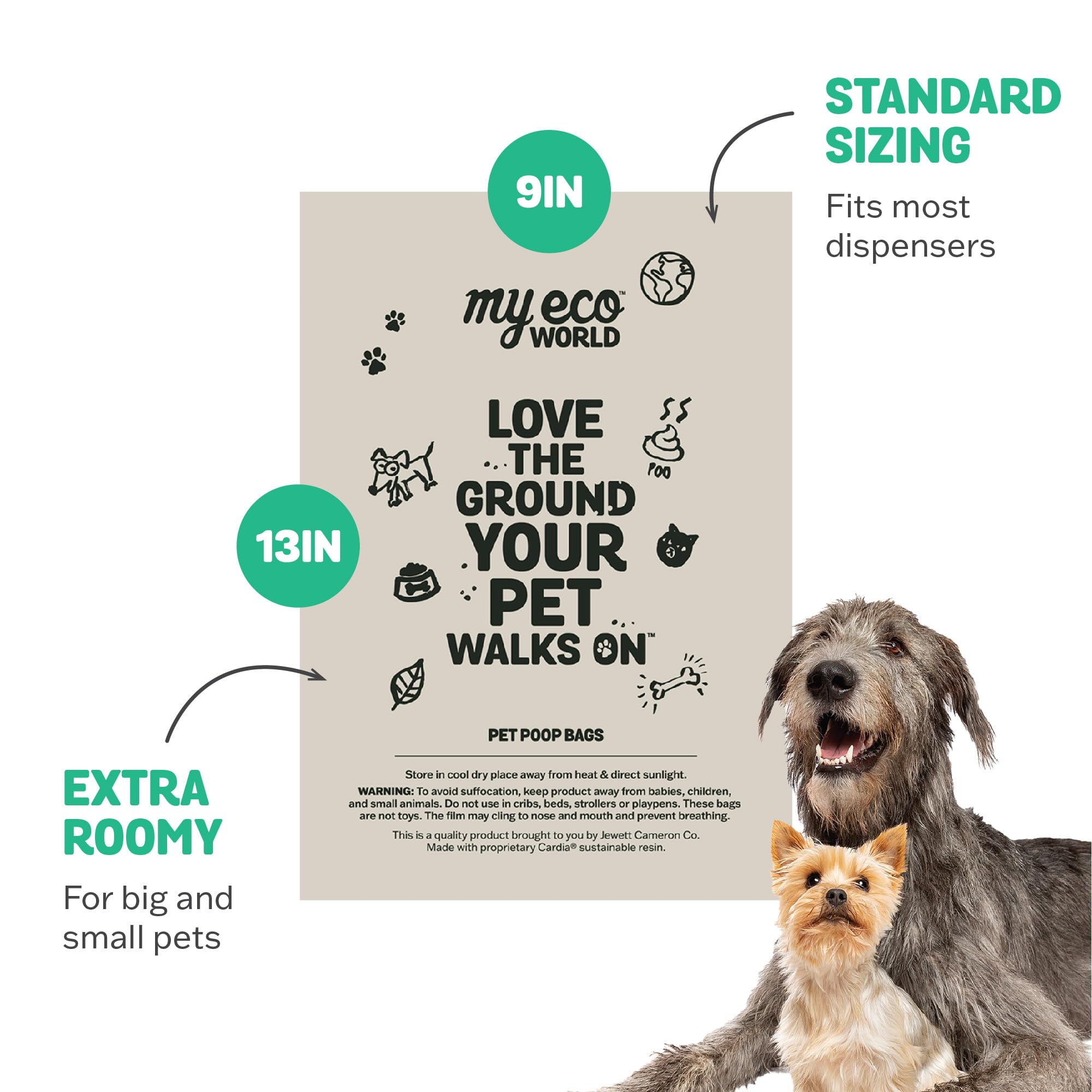Bolsas para excrementos de mascotas, fabricadas con maíz y otros materiales compostables certificados, rollos de bolsas para excrementos de perro, 60 bolsas, 4 rollos, extrafuertes, a