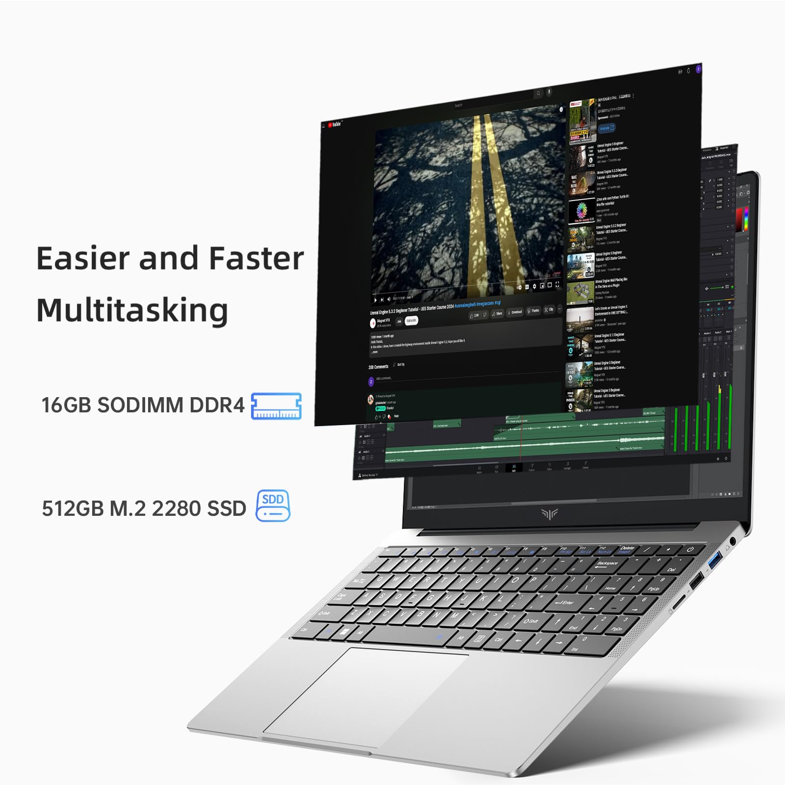 ACEMAGIC PC Portatile 15,6 Pollici,ln-tel N97 Notebook,16GB DDR4 512GB SSD PC Portatile in Offerta,1920 * 1080 IPS Full HD,Scocca in metallo Laptop,WiFi,HDMI,Grigio