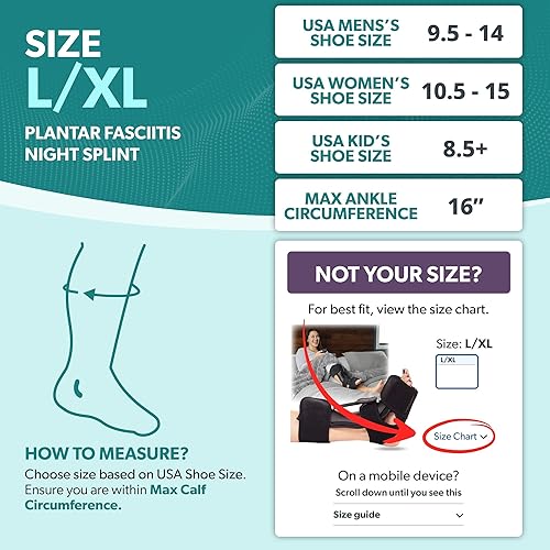Miniatura 2 de BraceAbility Soporte para fascitis plantar nueva actualización de férula nocturna dorsal 2022 para tratamiento de tendinitis de Aquiles estiramiento