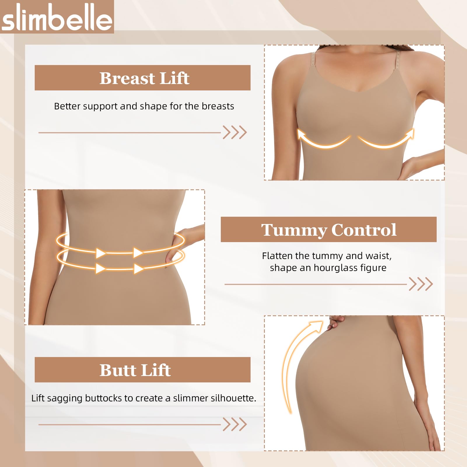 SLIMBELLE Abito da Donna Senza Cuciture, Sottogonna Shapewear, Sexy, per la Pancia, per la Via, Modellante, da Donna con Spalline