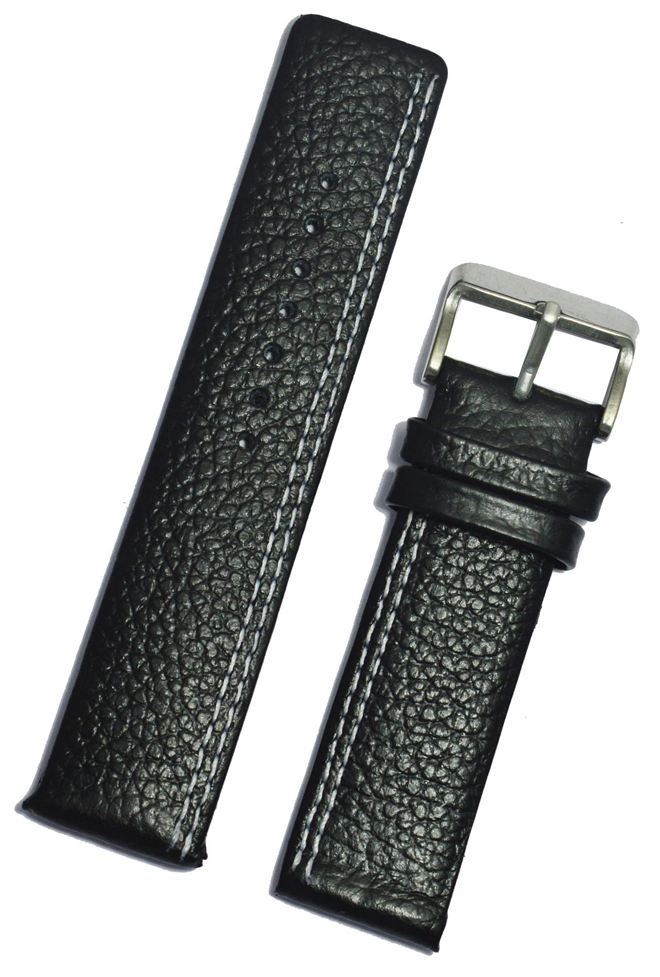 SURU® 22mm Side Double White Stitch Square Tip Leather Watch Strap/Band for Men (Colour - Black/Size -22mm) T332 (B095SHZMDP) Amazon Price History, Amazon Price Tracker
