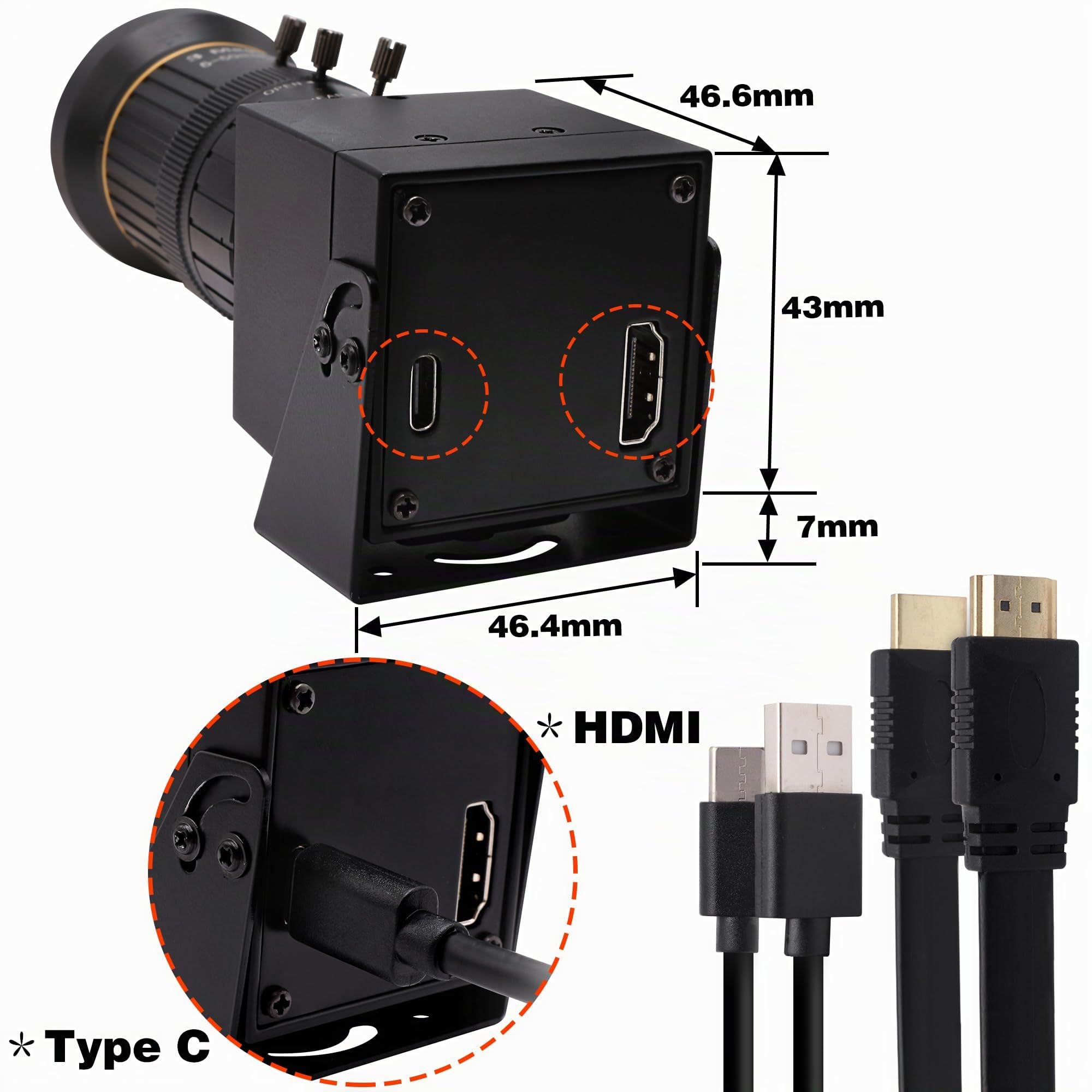 ELP Caméra USB 4K HDMI avec Zoom Optique 10X 5-50mm - Caméra de Vidéoconférence Ultra HD 2160P pour Ordinateur, Webcam Plug and Play pour Windows, Linux, Android