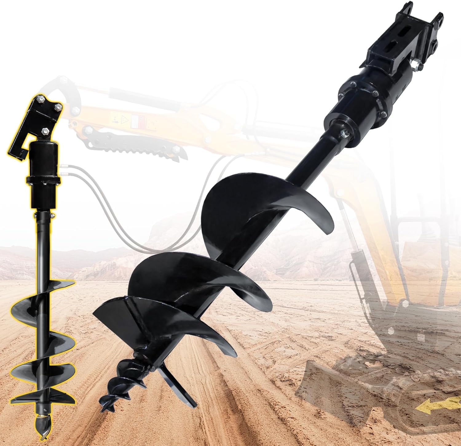 Minibagger Erdbohrer für 800 – 2000 kg Bagger, Hydraulisch Angetrieben, Minibagger Aufsatz Schneckenbohrer Erdbohrerdurchmesser 15 cm/ 20 cm, zum Bohren von Löchern und Graben von Pfählen (30CM) | Erdbohrer ab DE-Lager inkl. Entladeservice. 1000mm Tiefe.