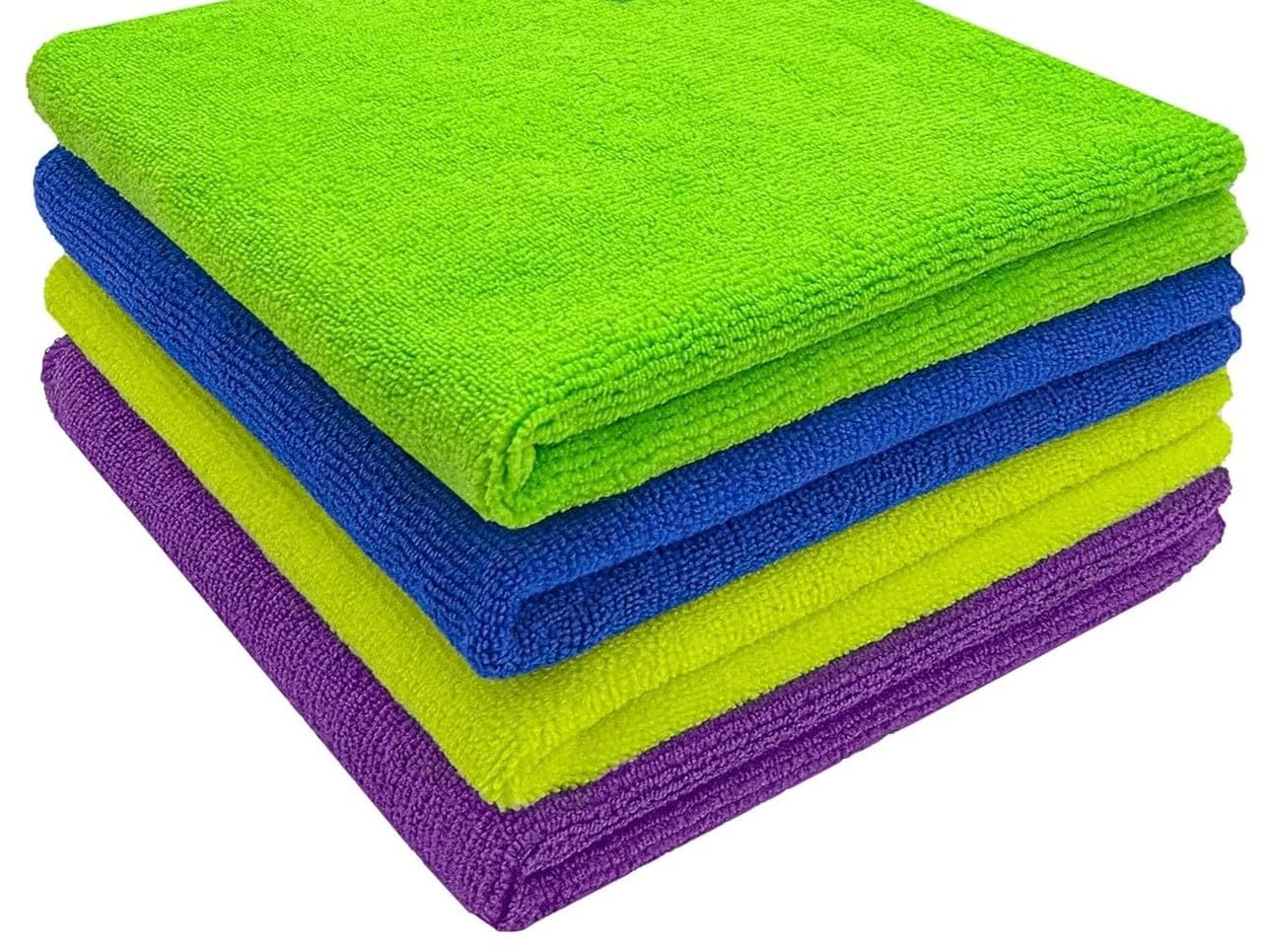 Trishika Enterprises - Microfiber Cleaning Cloths, 4pcs 40x40cms 340GSM Multi-Colour! Highly Absorbent Lint and Streak Free Multi -Purpose Wash Cloth for Kitchen Window Stainless Steel Silverware.…… (B0DFGJV9NX) Amazon Price History, Amazon Price Tracker