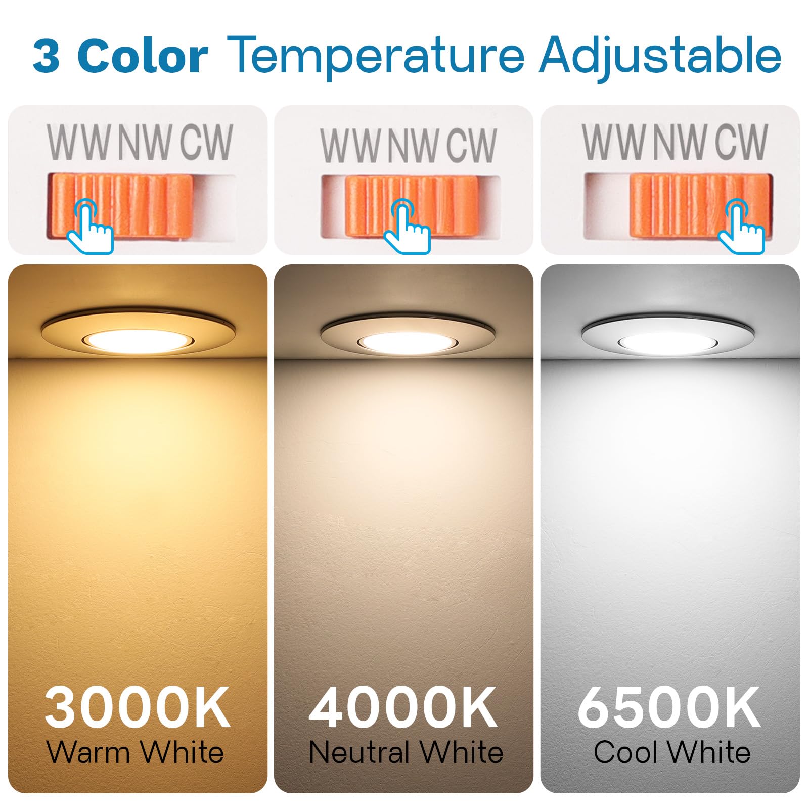 LED Recessed Spotlight 5W Extra Flat LED Spotlight Dimmable 68 mm Adjustable Recessed Spotlight 45° Ceiling Spotlight Warm White 3000K Neutral White 4000K Cool White 6000K LED Spotlight for Living - Image 3