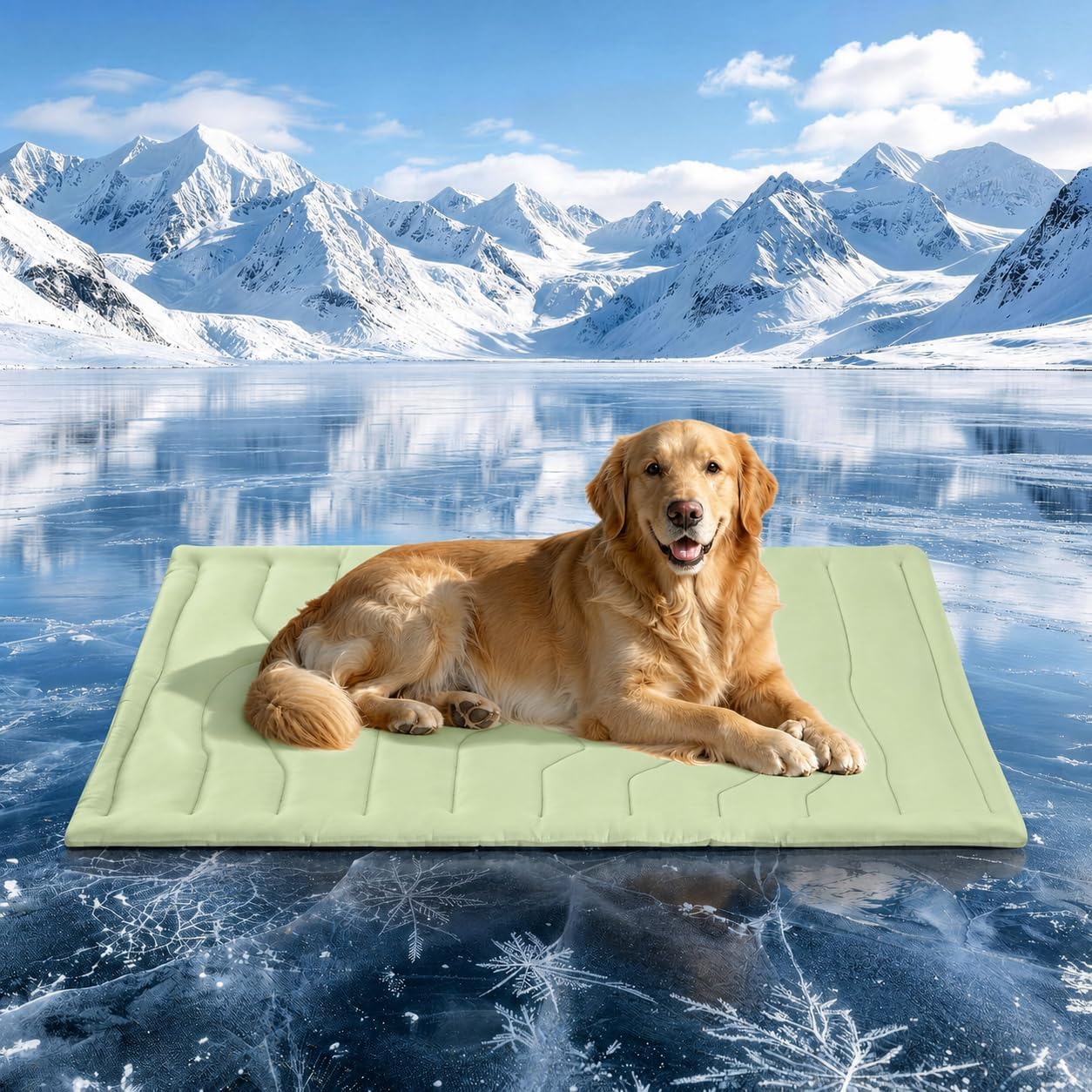 Dog Cooling Mats, Self Cooling Mat Bed for Dogs, Reduce Overheating During Rest Sleep, Heat Absorbing Non-Slip Washable Ice Silk Pads to Keep Cool in Hot Summer (Green, XL (39.76 × 59.06 in))