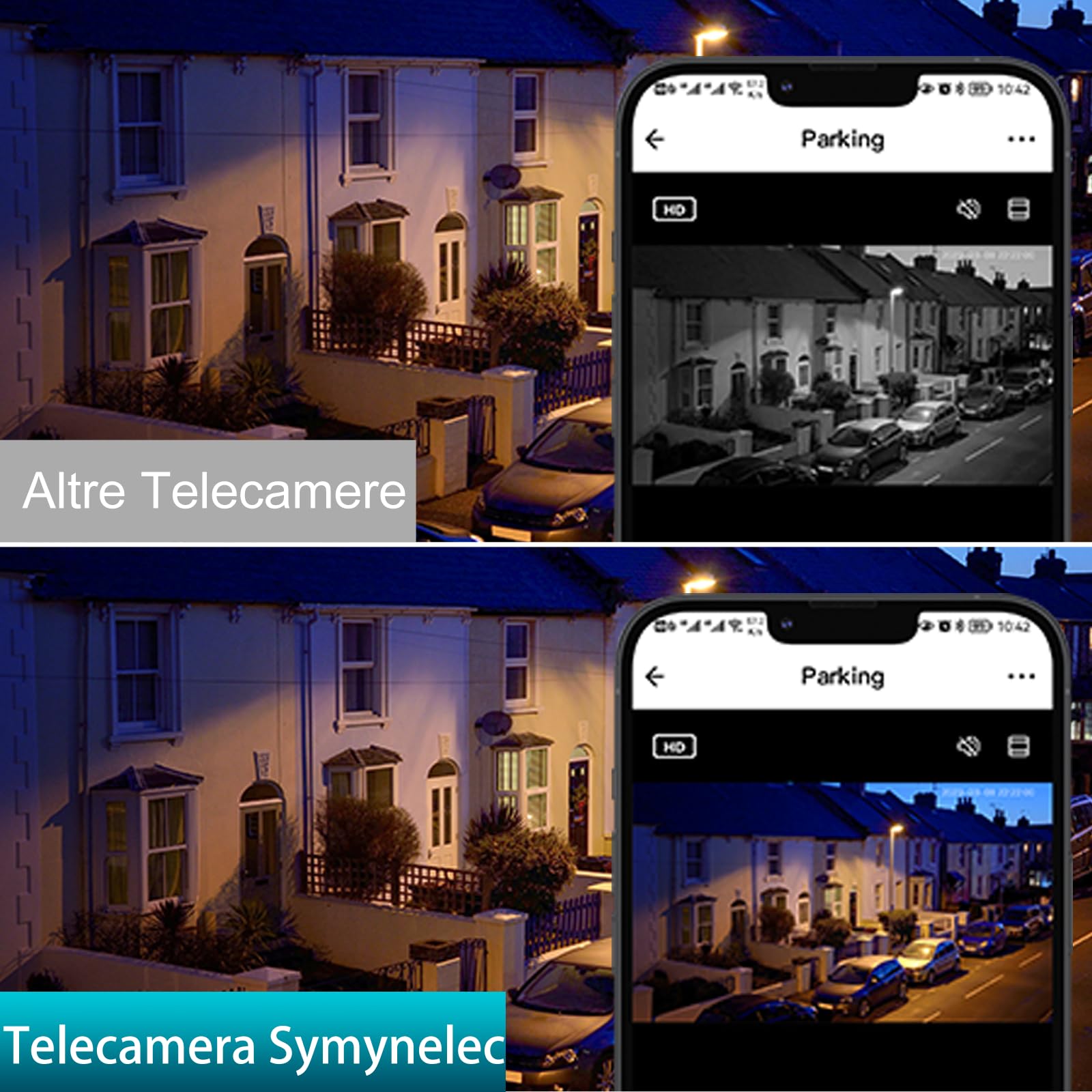 SYMYNELEC Telecamera Lampadina WiFi Esterno, 2K 4MP Videocamera Sorveglianza Senza Fili, Telecamera di Sicurezza con Allarme Sonoro e Luminoso, Visione Notturna a Colori, Audio Bidirezionale, 2PCS