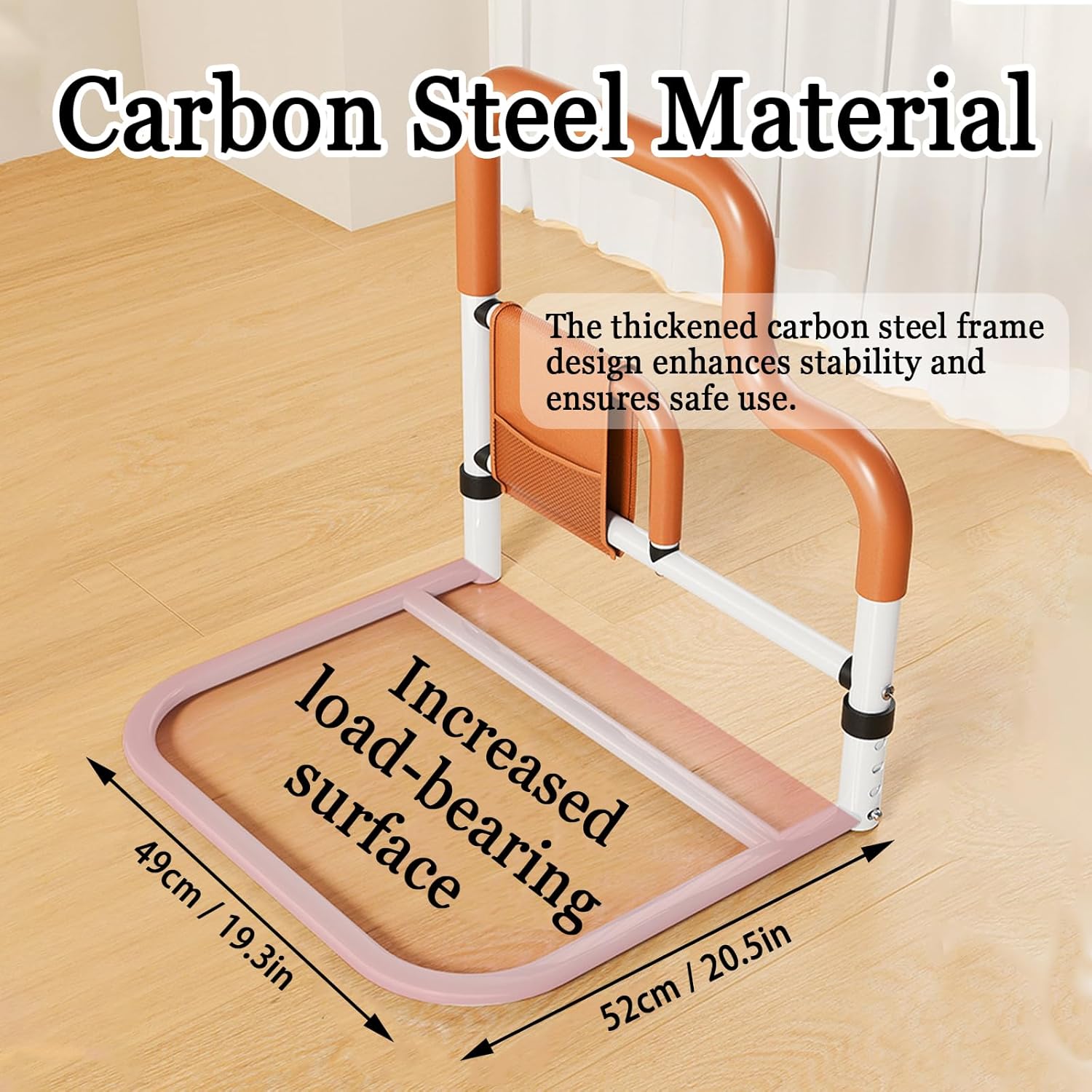 ベッドアシストレール ベッドサイド安全ハンドル 収納袋付き 4段階高さ調節可能 高齢者・妊婦・障害者向けアシストサポートサイド手すり