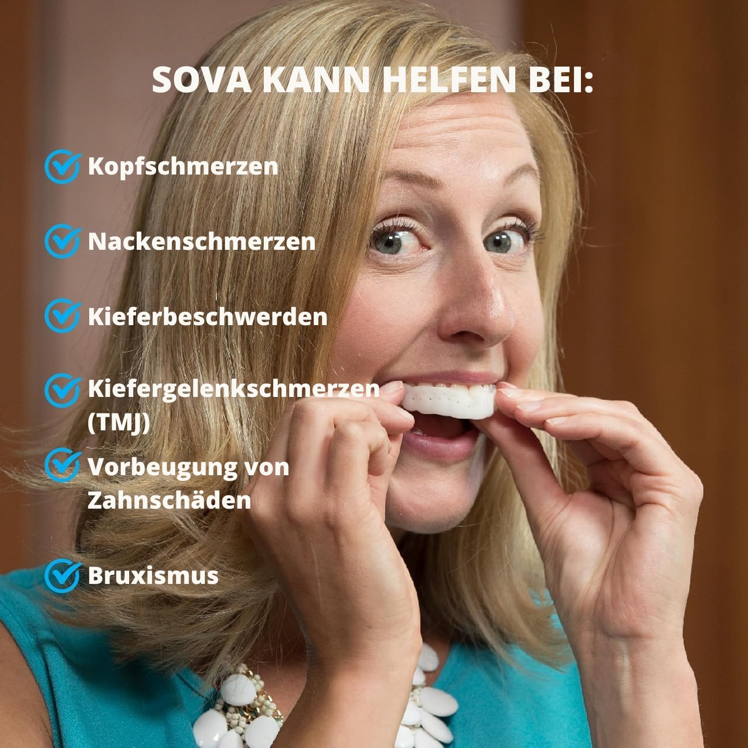 SOVA Aero Aufbissschiene – Knirschschiene gegen Bruxismus – 1,6 mm Zahnschutz – bis zu 20 Mal umformbar – für Erwachsene