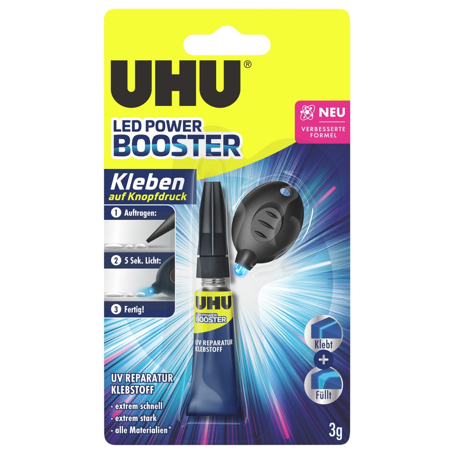 UHU LED Power BOOSTER, Infokarte 3g