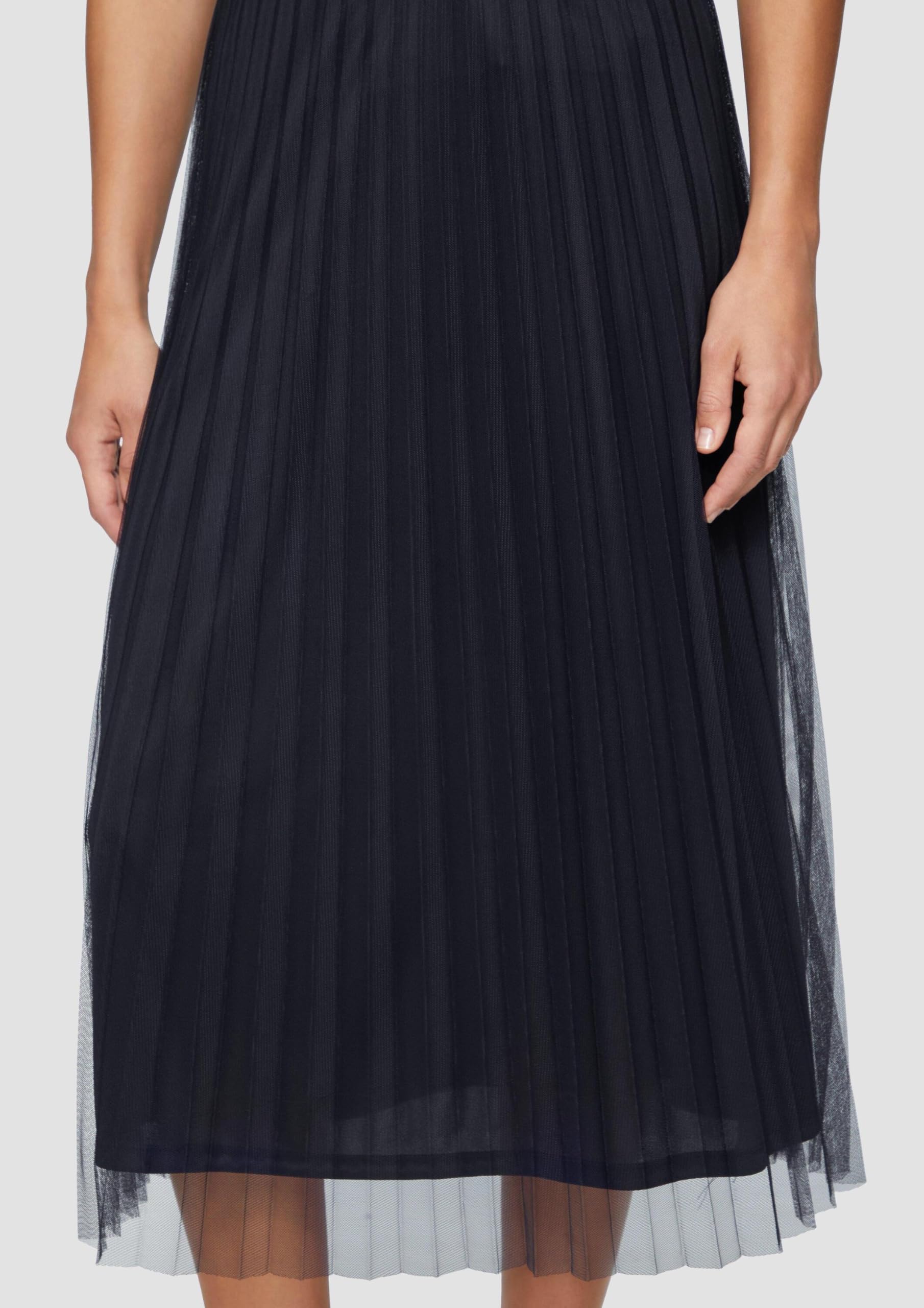s.Oliver Eleganter Midirock aus plissiertem Mesh