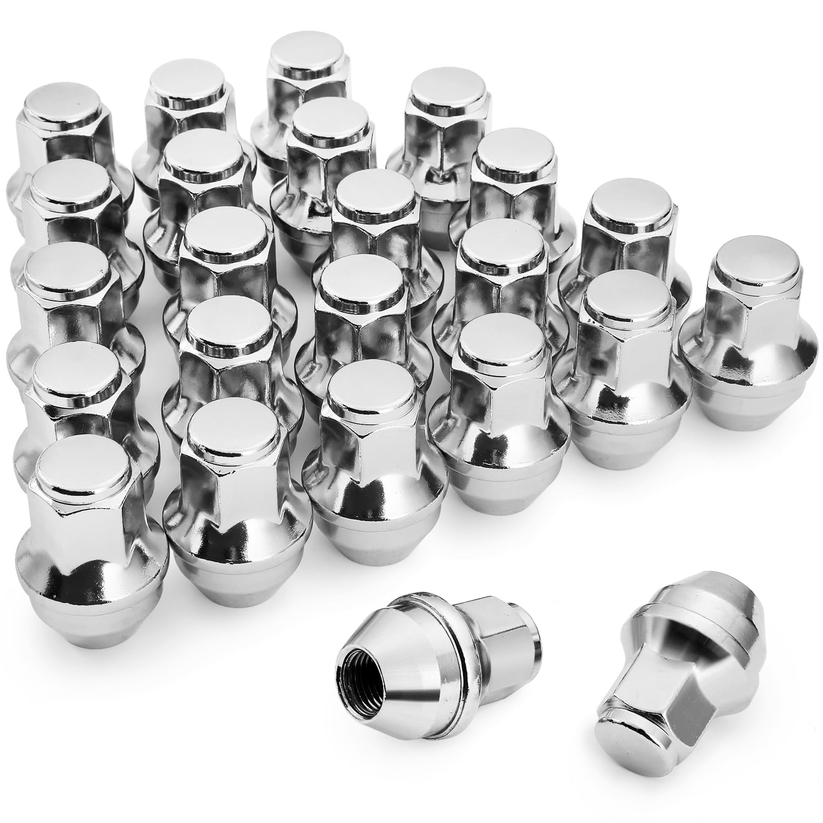 ZOFFI 24pcs M14x1.5 One-Piece Chrome OEM Factory Style Large Acorn Seat Lug Nuts Replacement for 2015-2020 Ford F150 Expedition Lincoln Navigator Factory Wheels