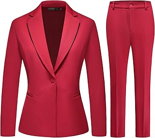 Women's 2 Piece Business Suit Pant Set Slim Fit One Button Blazer Jacket Lady Work Suit for Office - Buy now