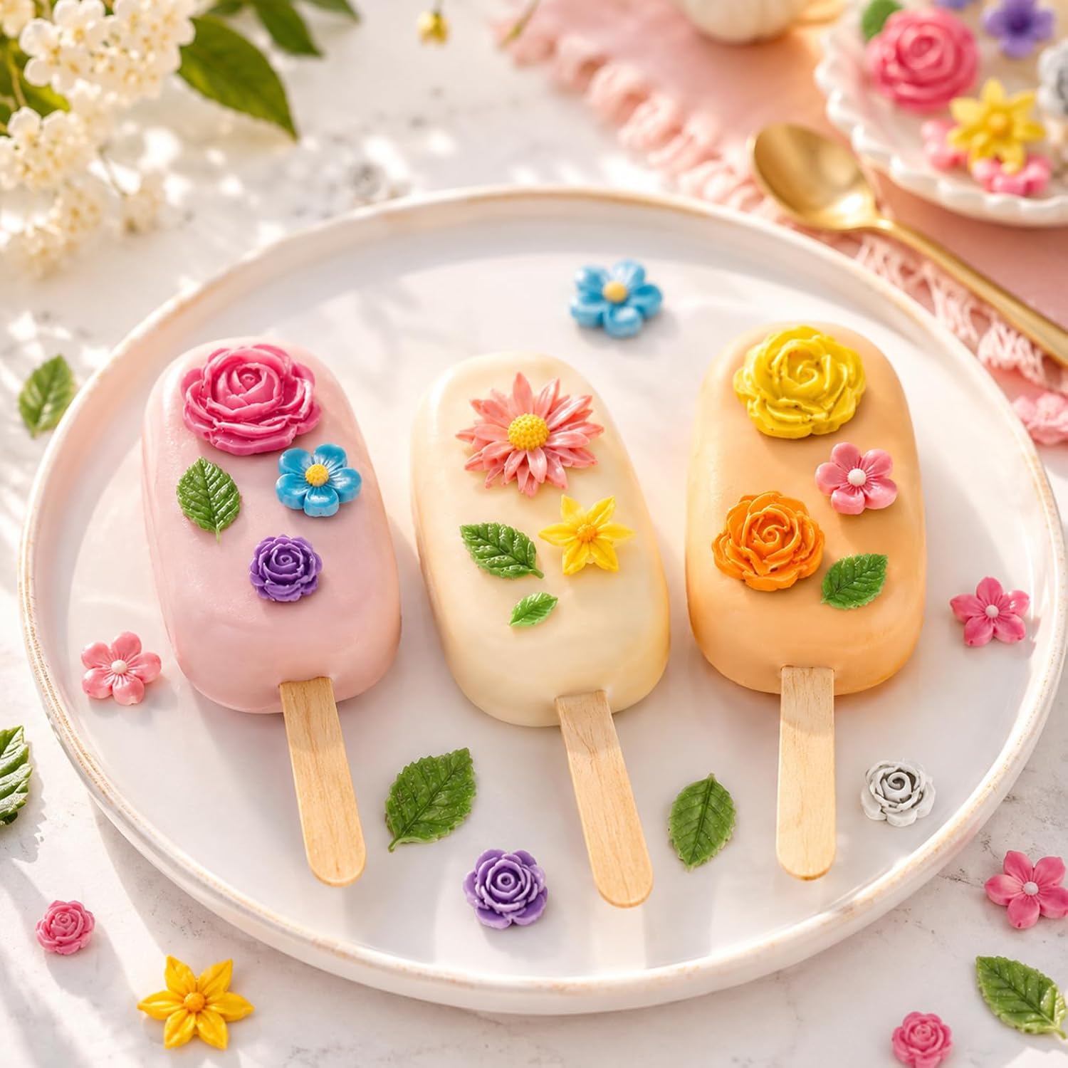 6 PCS Flower Molds Silicone Leaf Mold Set for Chocolate