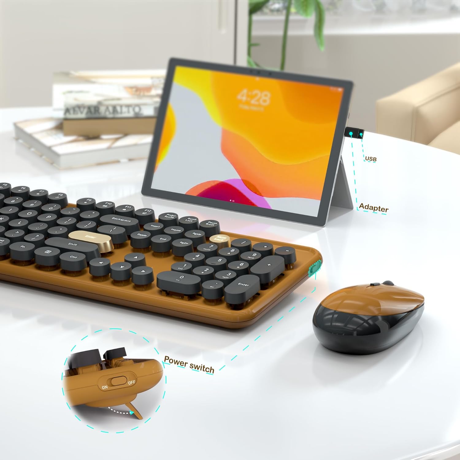 Power switch and USB adapter for keyboard and mouse