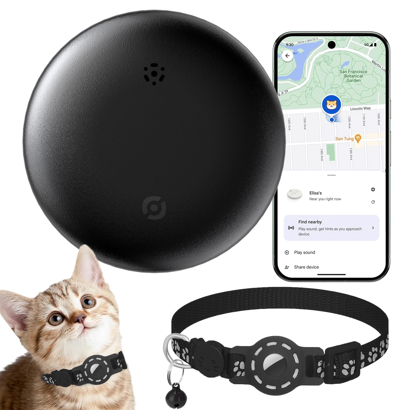 Android Tracker Tag Work with Google Find My Device (Android Only), No Monthly Fee Cat Tracker with Cats Collars - Location & Anti-Lost, Bluetooth Smart Tracker Tag Item Finders-image-44