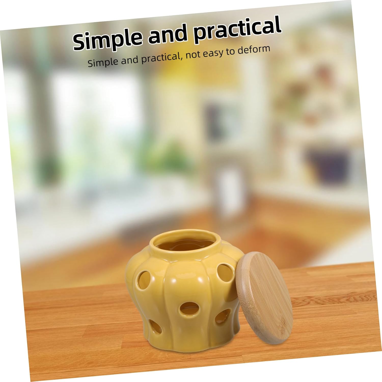 Ventilated Garlic Jar Ceramic Storage Keeper Ginger Onion Potato Container Large Space Kitchen Decor High-temp Ceramic