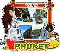 Vista 1 de Phuket Tailandia imán de nevera de madera 3D hitos de viaje coleccionables recuerdos decoración hecha a mano