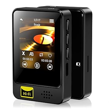Sounce 32GB Mini MP3 Music Player with Bluetooth 3.2, Touch Screen, Video Playback, Voice Recording, FM Radio & Built-in Speaker | Pocket-Sized Music Player Expandable Up to 128GB (Black)