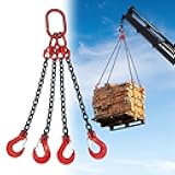 Heavy Duty Lifting Chains with 4 Hooks - 4 Point Lift Harness for Moving Equipment, High Strength Slings (11023 Lbs/5 T, 118in/3m/9.8ft) - Cargo Handling Accessory