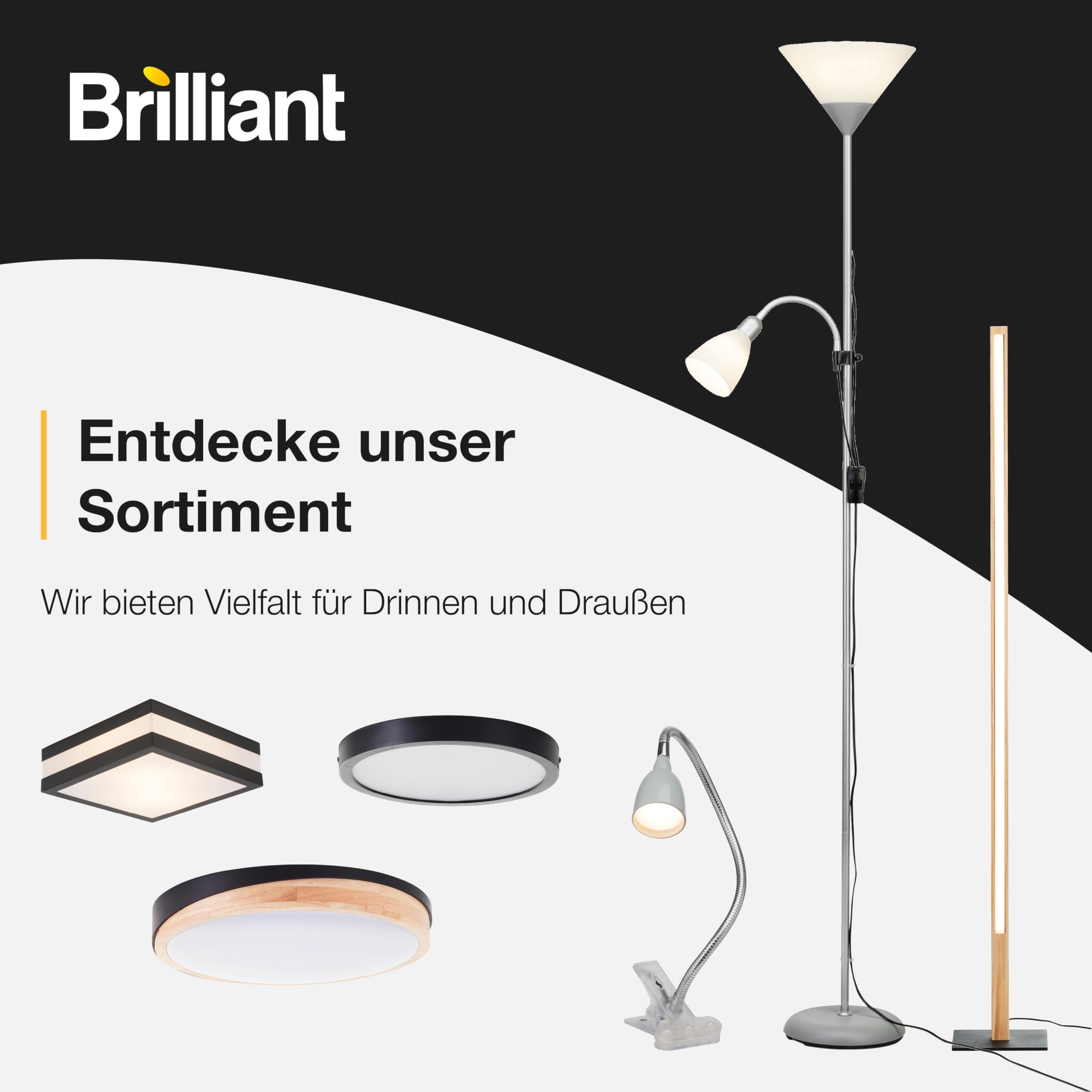 Brilliant Lampe Becca Standleuchte weiß | 2x A60, E27, geeignet für Normallampen (nicht enthalten) | Mit Fußschalter