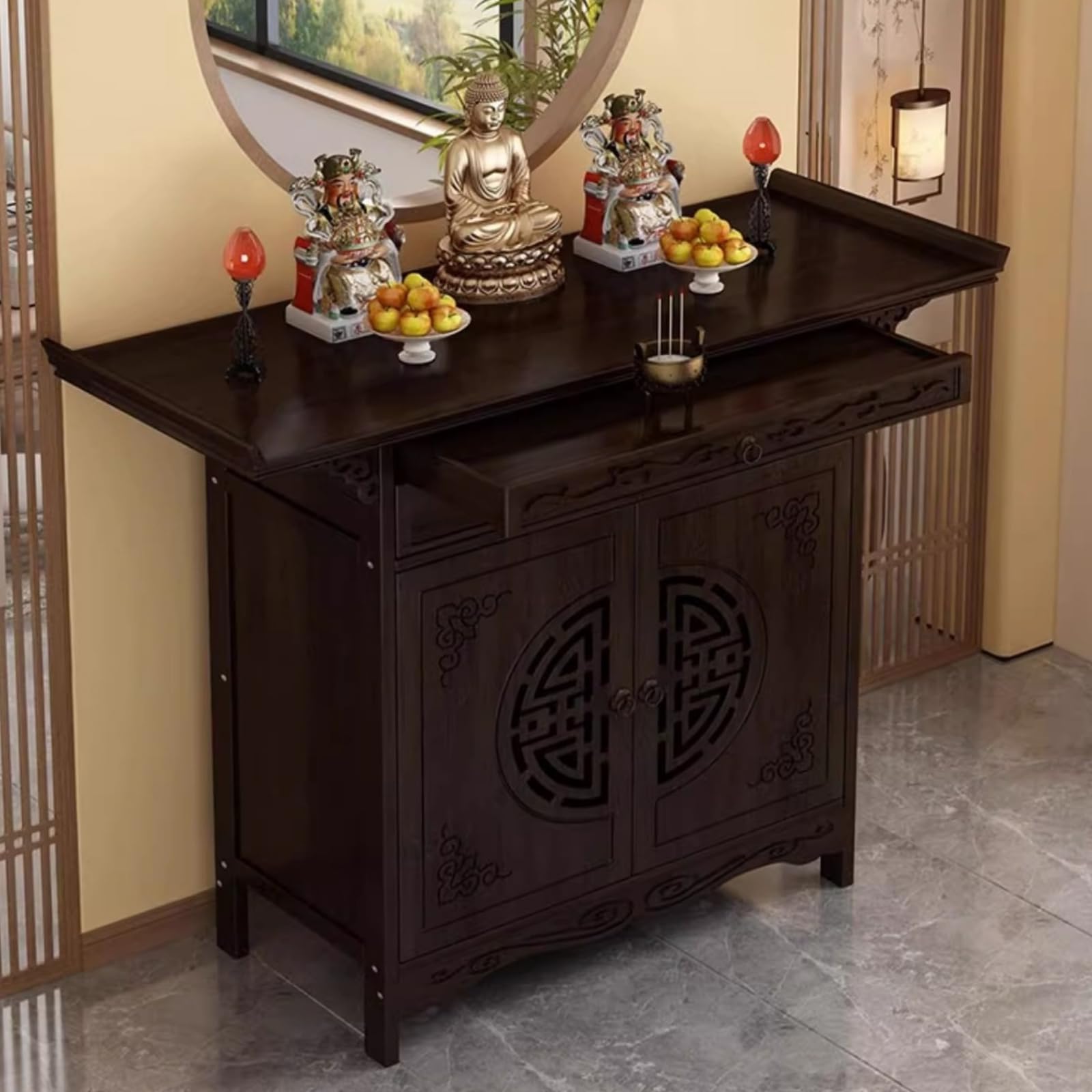 Armoire de Bouddha chinois en bambou massif, meuble d'autel Premium