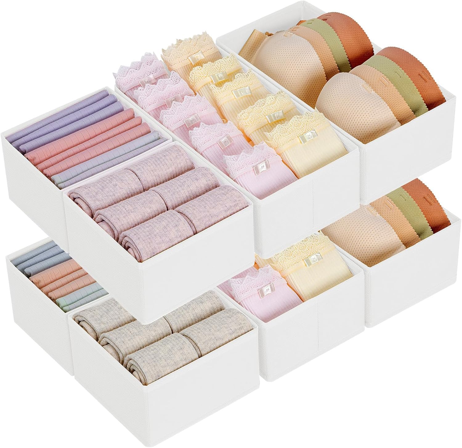 Homsorout Schrank Organizer Schubladen Organizer, 12 Stück Faltbare Aufbewahrungsbox Stoff, Unterwäsche Organizer, Organizer Kleiderschrank für Kleidung, Socken
