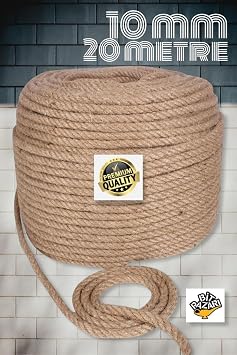 Flea Market Jüt Halat İp 10mm 20 Metre, Kendir İp, Hasır İp, Dekor İpi