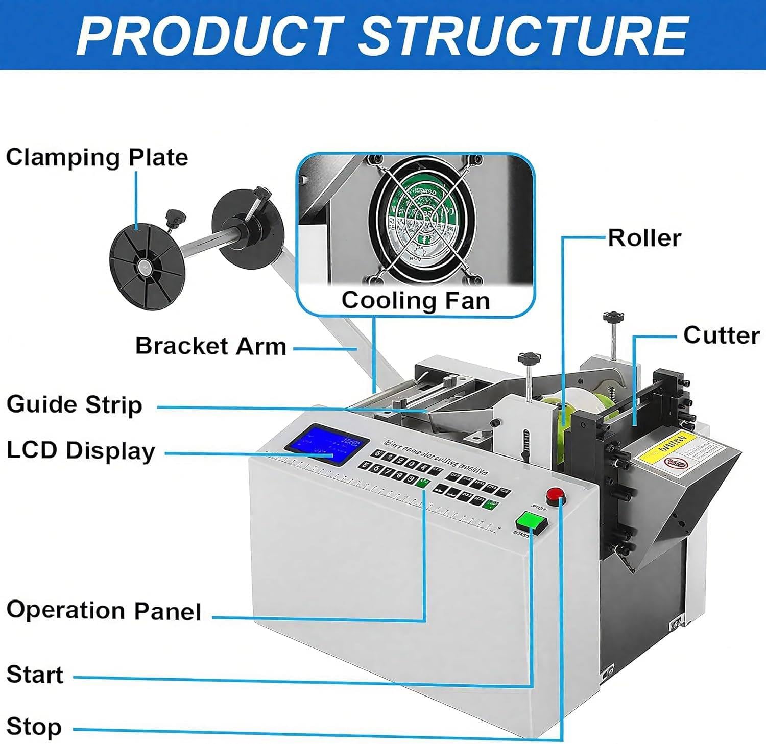 Automatic Electric Tube & Cable Cutter with Micro Computer Control,High Precision Cutting Machine for Heat Shrink Tubing,Fiberglass Sleeving,PVC,Hose and Various Plastic Sleeves