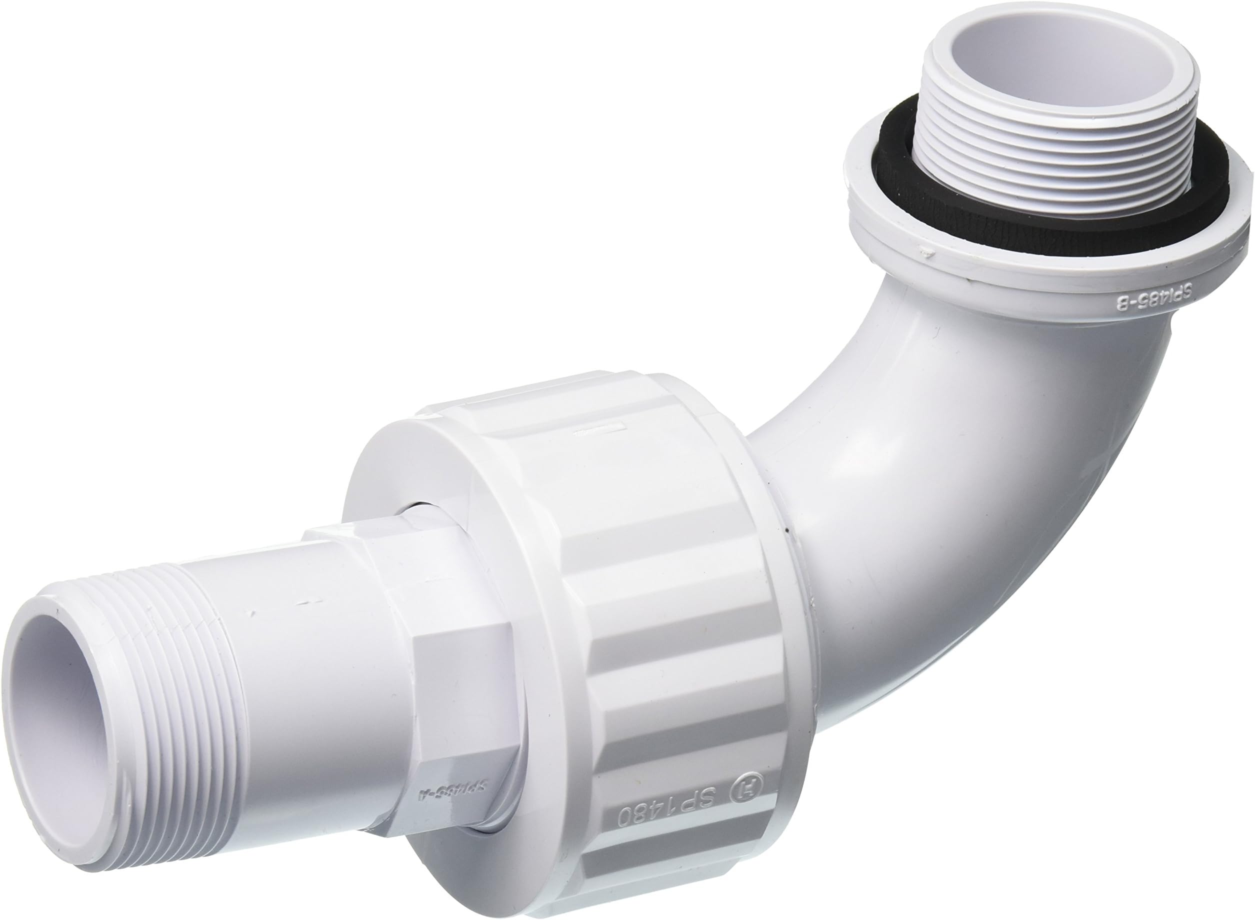 Hayward SP1485 1-1/2-Inch MIP White ABS Full-Flo 90-Degree Sweep Elbow Self-Aligning Double Male End Union