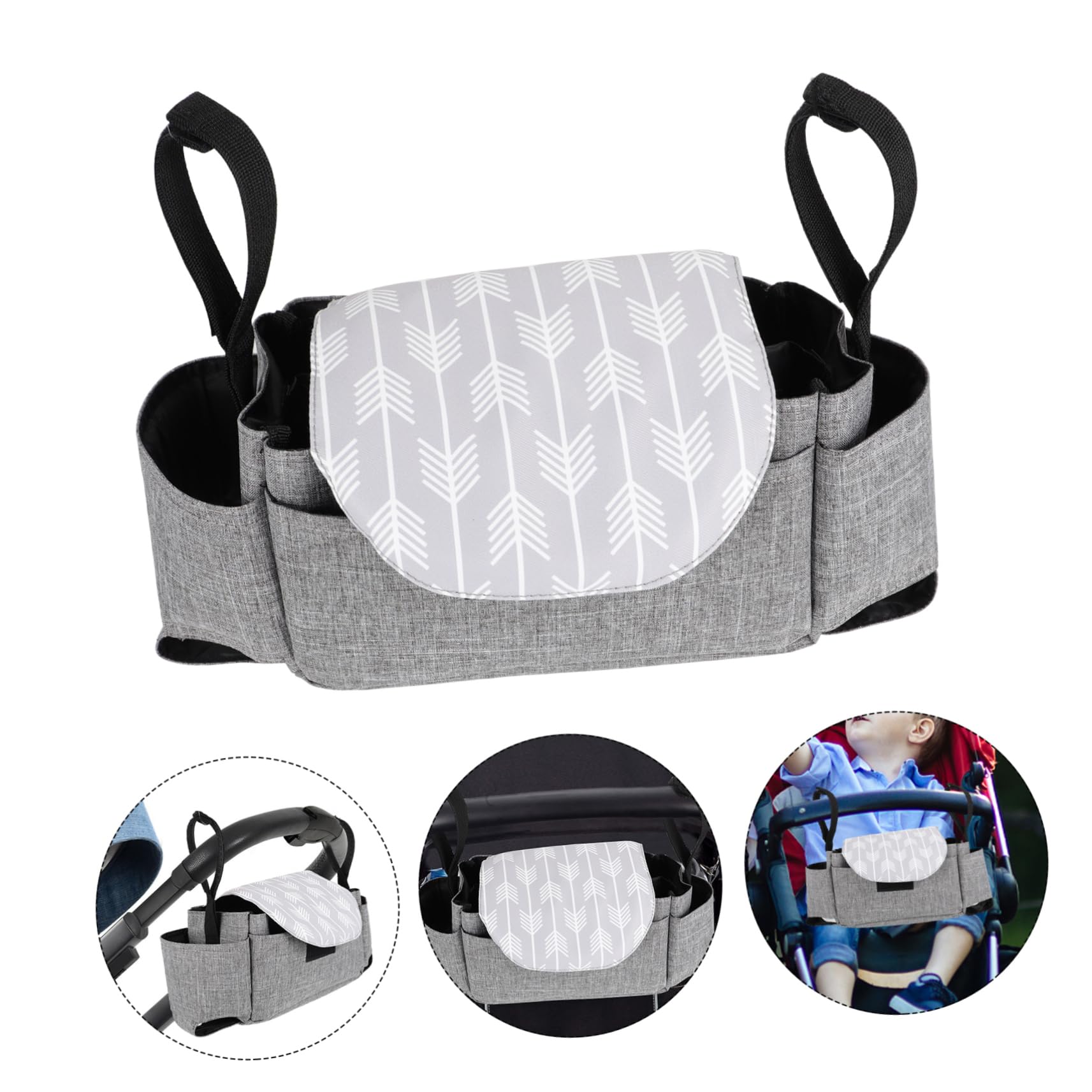 ibasenice 2pezzi Organizer Per Carrozzina Multiuso Con Portabicchieri e Tasche Per Pannolini Sacchetto Chic Per Passeggini e Pram Soluzione Di Stoccaggio Leggera e Resistente