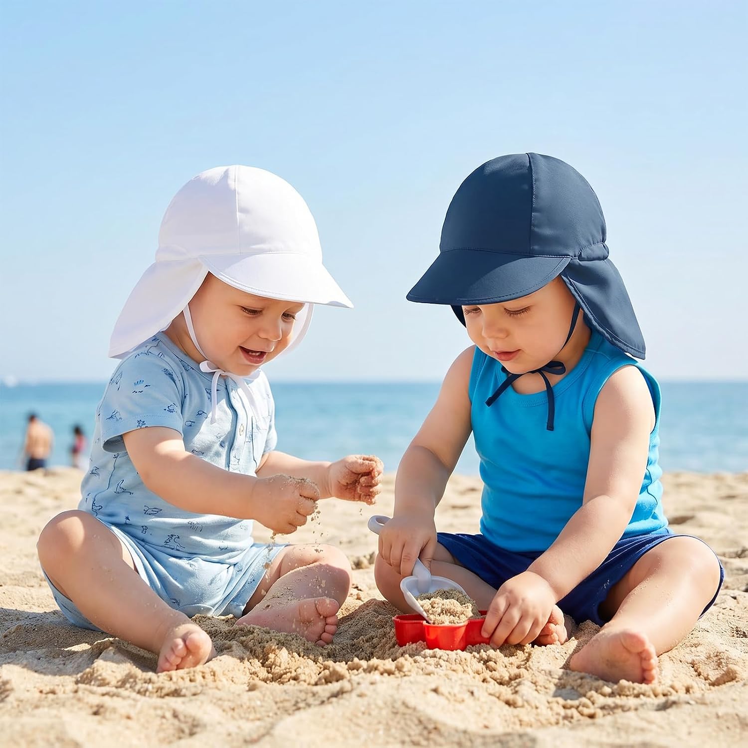 Baby Sun Hat with Neck Flap Adjustable Beach Hats Summer Beach UV Protection Essentials for Baby Boys Girls