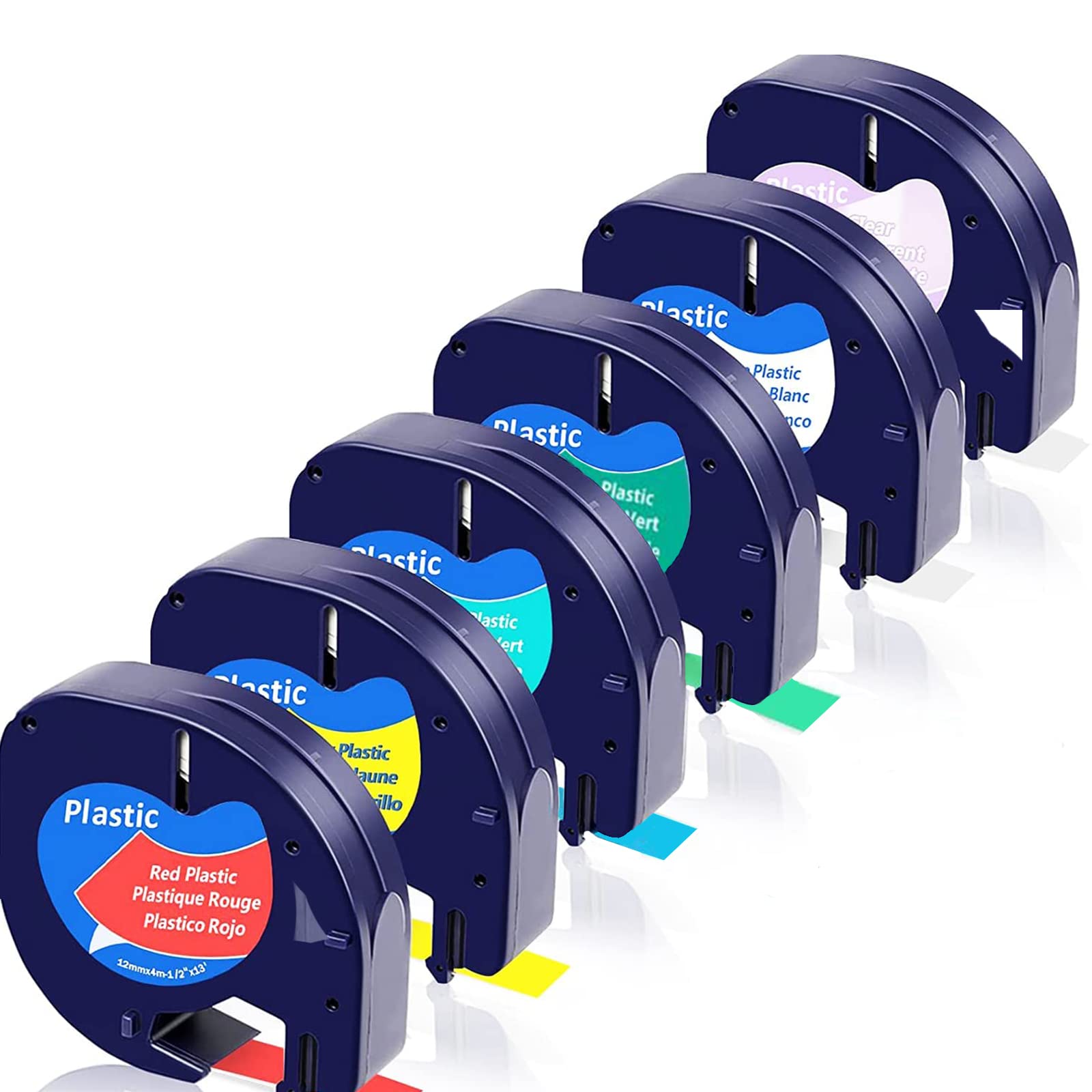 Fimax Plastic Label Tape Compatible for Dymo 12 mm LetraTag LT-100H, LT-100H Plus, S0758410