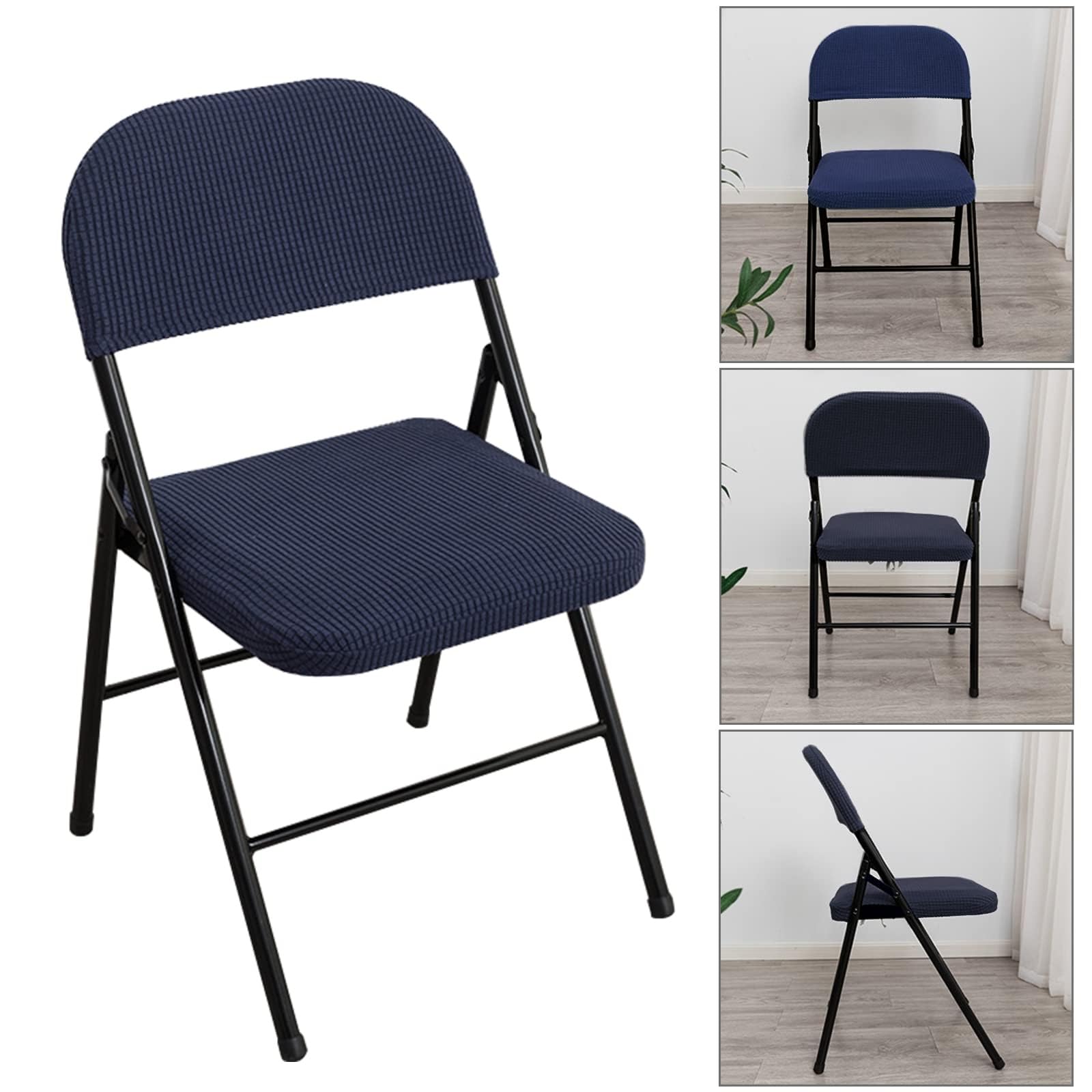 Set di 2 coprisedia pieghevoli da ufficio, elastici, per sedie da pranzo e cucina, proteggono e migliorano i mobili, si adattano alla maggior parte delle sedie pieghevoli (C, 6 pezzi)