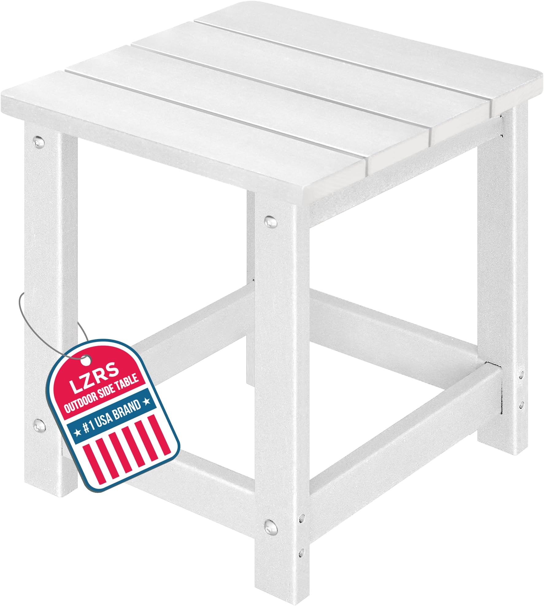 Adirondack Square Outdoor Side Table for Patio, Pool Composite Patio Table,HDPE End Tables for Backyard,Pool, Indoor Companion, Easy Maintenance & Weather Resistant(White)