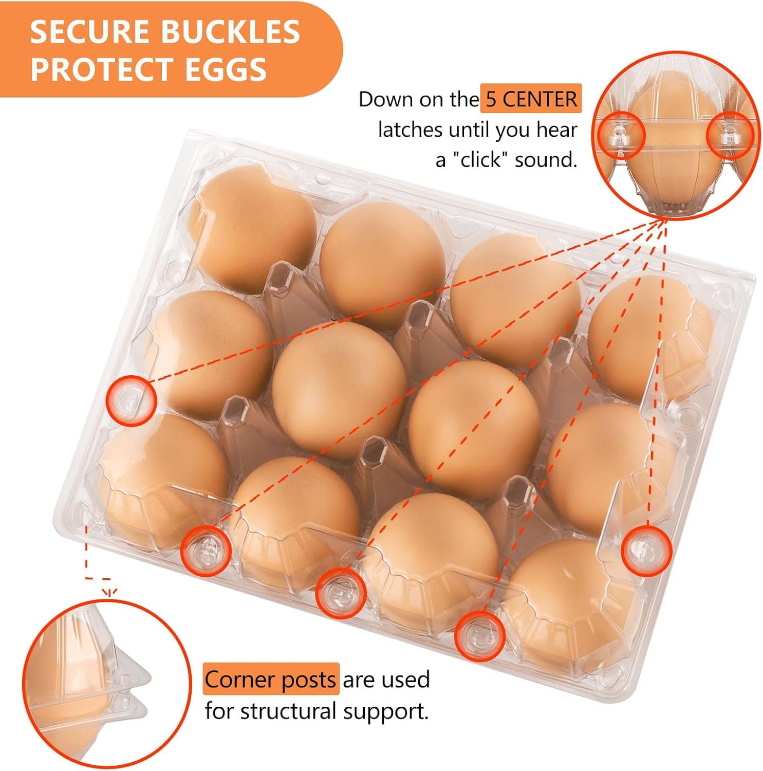 Confezione da 60 cartoni per uova, in plastica, 3 x 4, economici sfusi per 12 uova, ideali per frigorifero, allevamento di polli, mercati degli agricoltori e esposizione commerciale