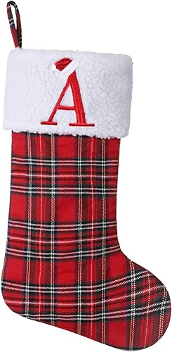 Miniatura 55 de Calcetines de Navidad bordados con monograma inicial de 20 pulgadas, decoración de Navidad, calcetines personalizados, decoración de temporada Negro