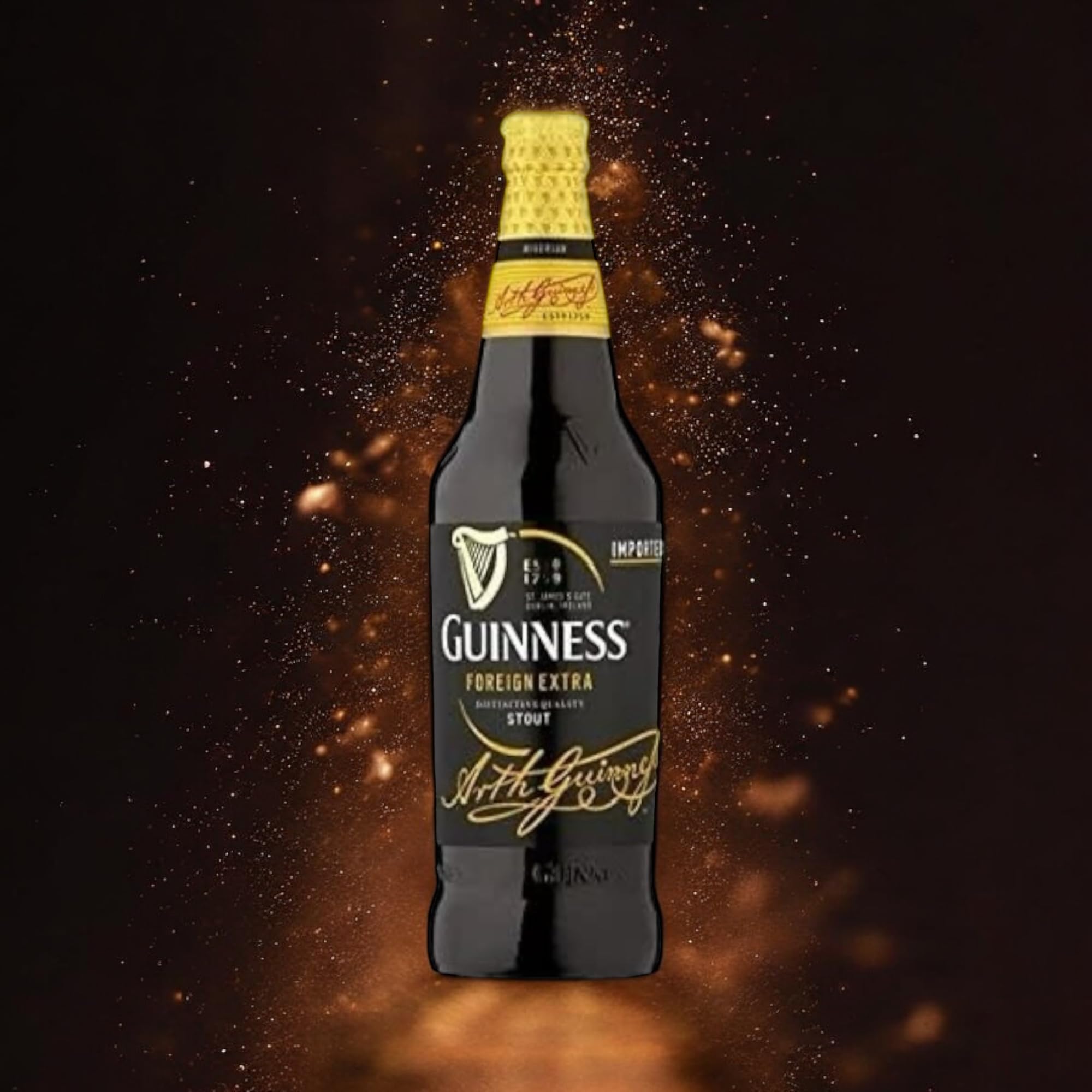 12x Guinness Foreign Extra Stout 0,6l - Nigeria mit 7,5% Vol. - Inklusive Original Haus der Biere Berlin Bierdeckel