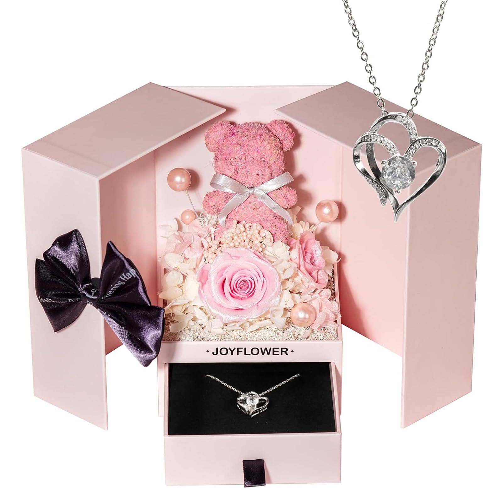 JoyFlower Preserved Flowers with Necklace