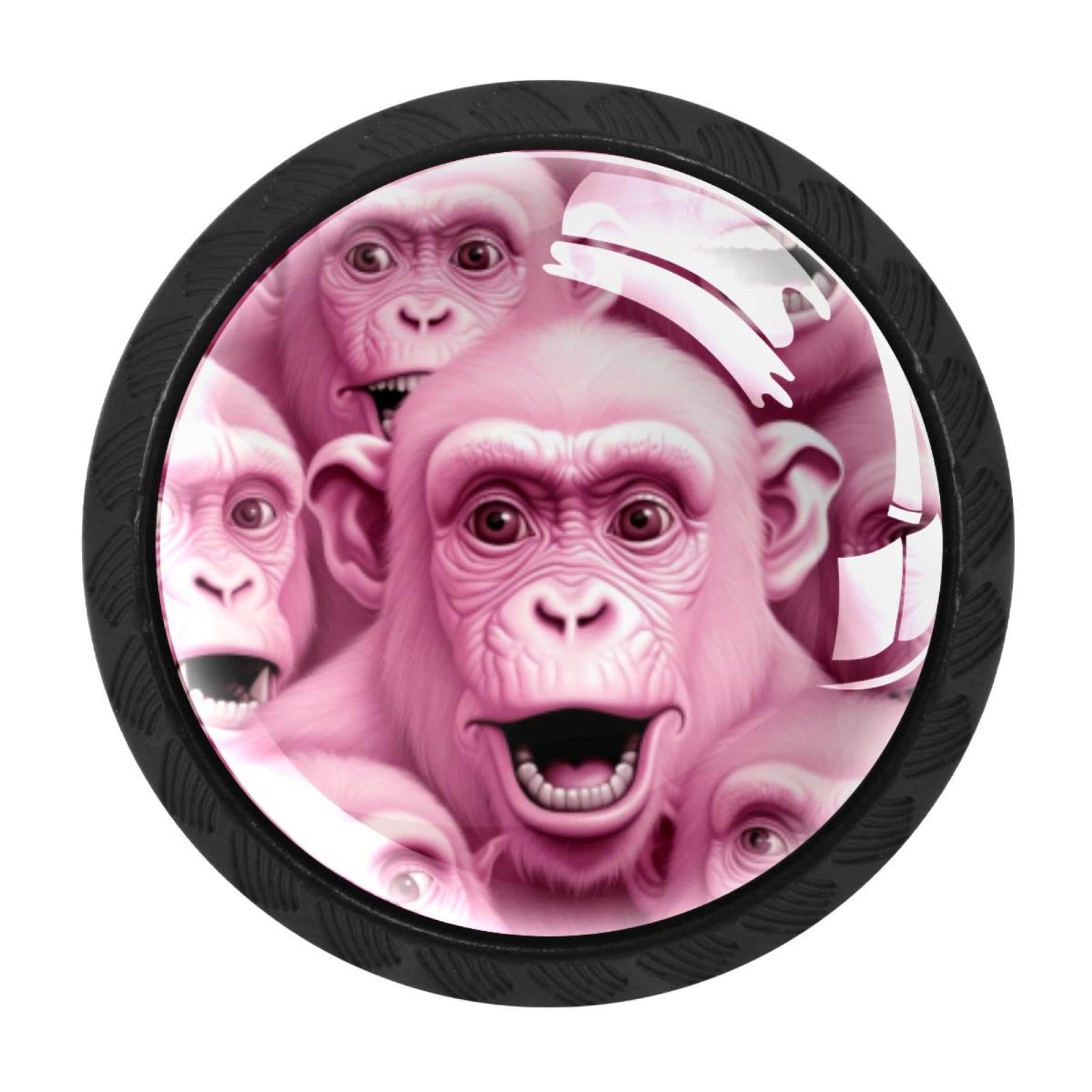Chenzzzz Multicolored 19 4 Pack Cabinet Knobs Black Drawer Knobs Round Kitchen Cabinet Knobs Pink Monkey Orangutan Cabinet Handles Hardware Dresser Knobs And Pulls For Bathroom Cabinets