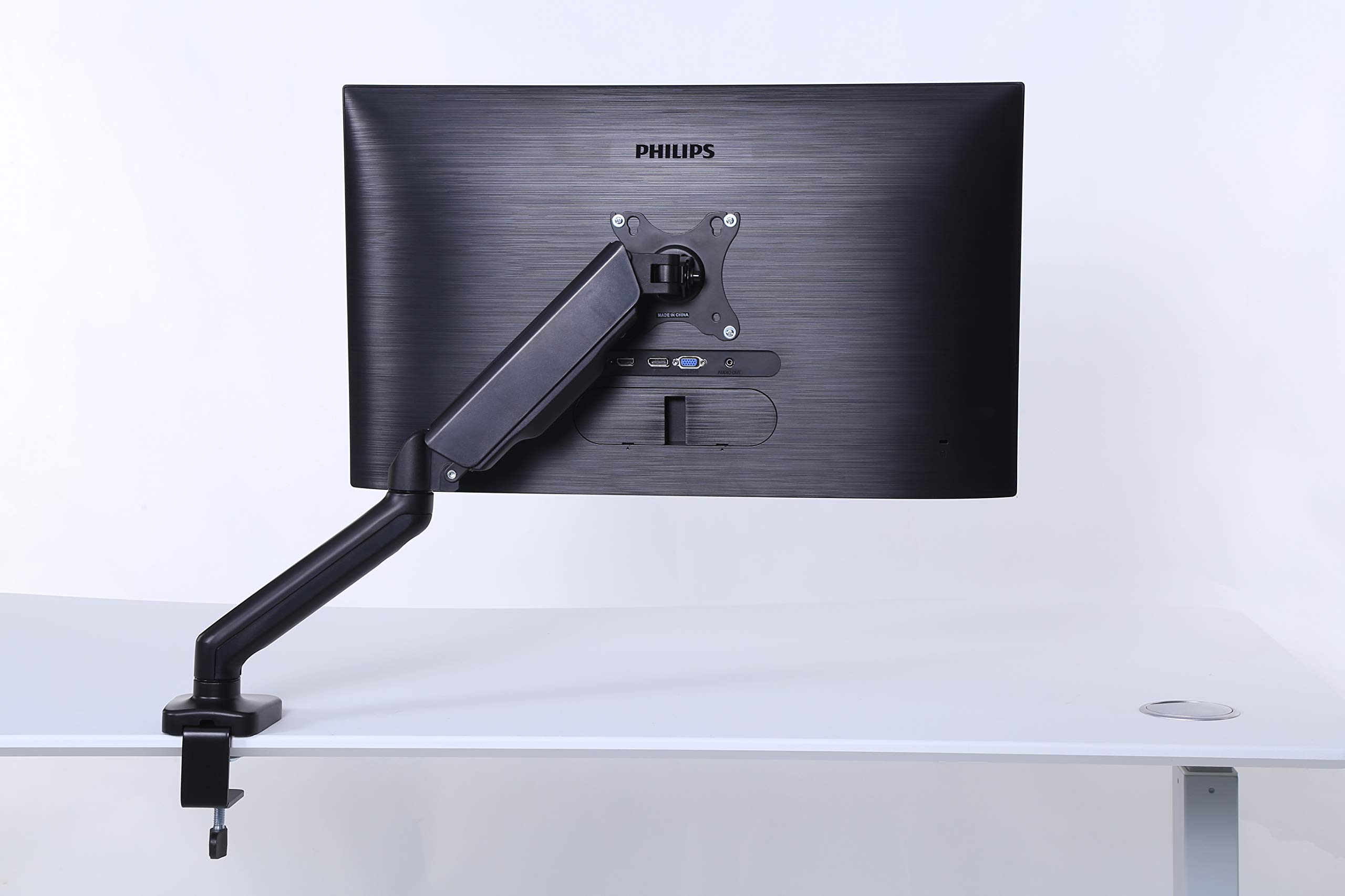 ApexDesk Single Monitor Arm Desk Mount ?Çô Adjustable Height Gas Spring ?Çô VESA Mount with C Clamp & Mounting Base ?Çô Computer Monitor Stand for Screen up to 32 inch ?Çô Holds up to 20 lbs.